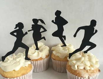 Rularea Jogging Silueta cupcake toppers Burlacelor Tiv noapte Consumabile Partid nuntă, zi de naștere petrecere copil de dus scobitori