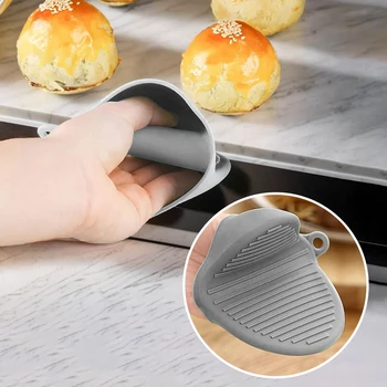 2x Gri Non-Stick Cuptor Mănuși Rezistente la Căldură Mănuși Pentru Gătit Chiar de Distribuție a Căldurii Gel de Siliciu