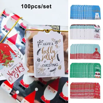 100buc DIY Kraft Categorie Crăciun Fericit Etichete de Hârtie de Ambalaj Cadou Hang Tag-uri Moș Crăciun Cărți de Hârtie Xmas Party Supplies
