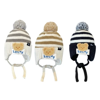 57EE Copil Pălărie Tricotate pentru 1-5T Copii Norocos Urs Beanie Capac Toamnă Iarnă Caldă Capota