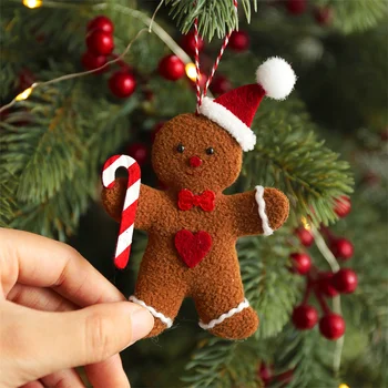 3Pcs Crăciun Fuzzy Om turtă dulce Papusa Xmas Copac Pandantive Copiii de Anul Nou Cadou Agățat Ornamente, Decoratiuni de Craciun pentru Casa