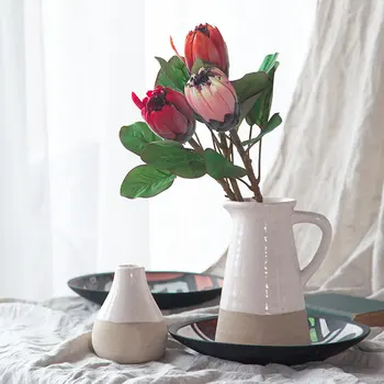 Stil Nordic Vaze Ceramice Cu Ornamente De Flori Aranjament De Flori Uscate De Artă Creativă Acasă Living Vaza Decor Desktop Decor