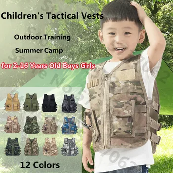 Copii Vesta tactica Tabără de Vară în aer liber Cosplay de Formare Haine Militare de Camuflaj Veste pentru 2-16 Ani Copii Vechi