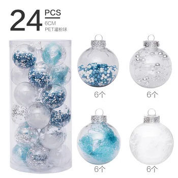 24buc/6cm Cool blue vopsea plasă de PET transparent set ornament de Crăciun moș crăciun copac pandantiv sărbătoare decor acasă