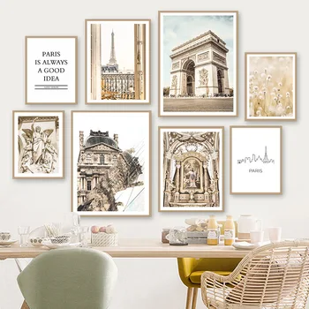 Paris Turnul Bisericii Statuia Ușă, Copac, Iarbă Nordic Postere si Printuri de Arta de Perete Panza Pictura pe Perete Imagini pentru Living Decorul Camerei
