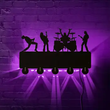 Trupa de Rock Decor de uz Casnic LED Cârlige Muzica Rock Multi-culoare schimbare de Perete Strat Cheile Haine Cârlig brelocuri Cadouri Pentru Cantareata Idol