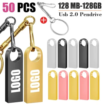 50PCS Gratuit LOGO-ul Personalizat de Înaltă Viteză Pen Drive USB Flash Drive 4 GB 2.0 8GB 16GB 32GB 64GB 128GB Pendrive metal stick-uri usb cu cheie