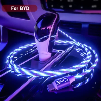 Lumina led-uri stralucitoare sârmă de telefon mobil de încărcare rapidă cablu usb c tip Încărcător de mare viteză pentru BYD song plus delfin EA1 masina logo-ul