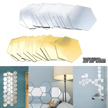 6PCS /Set 3D DIY Oglindă de Perete Autocolant Hexagon Decor Acasă Oglindă Decor Autocolante de Arta de Decorare Perete Autocolante Multi-color