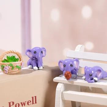 Creative Violet Baby Elefant Ornament Drăguț Rășină Figurina Miniaturi Meserii Accesorii De Birou Cameră Decor Birou Acasă Decorare