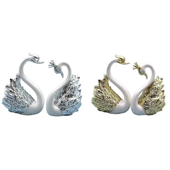 2 Bucăți de Lebădă Ornamente Figurine,Swan Decorare Tort,Mașină de Figurine Decor,de Origine Nunta Decor de Crăciun