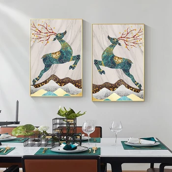 Nordic Animal Panza Pictura Abstractă Elks Cerb Postere si Printuri de Arta de Perete Imagini pentru Living Room Decor Acasă Nici un Cadru