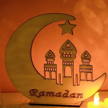 Eid Mubarak din Lemn Pandantiv Ramadan Kareem Decor Karim Islamice Musulmane Consumabile Partid Decor Al-Adha, Eid Mubarak Cadouri DIY