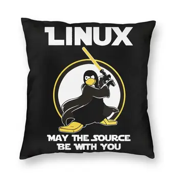 Linux Poate Sursa Sa Fie Cu Tine Canapea Pernă Acoperă Pinguin Programator Producător De Programare Codificare Tocilar Coder Pernă Caz