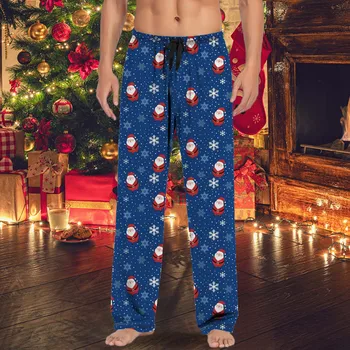 Crăciun Pijamale Barbati Pantaloni De Trening Tipărite Moș Crăciun Casual Pantaloni Lungi Jogger Epocă Cordon Și De Buzunar Pantaloni Sex Masculin