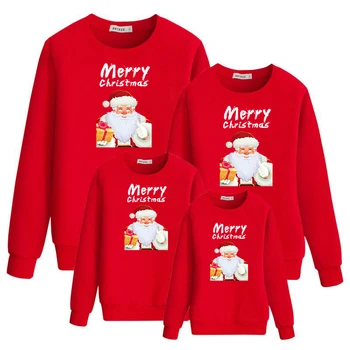 Familia Crăciun Pijamale 2023 Pulover de Bumbac Moș Crăciun Imprimare Pijama Mama și Fiica de Potrivire Haine de Familie de Anul Nou de Tricou
