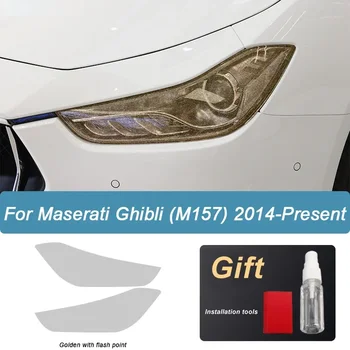 2 Buc Pentru Maserati Ghibl M157 2014-Prezent Masina Faruri Folie de Protectie Negru Afumat Tentă Folie de Vinil Transparent TPU Autocolant