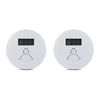 2 BUC Mini-Alarmă de Monoxid de Carbon Detector de Fum CO Senzor Baterie Foc de Alertă de Sunet de Alarmă ABS Alb Pentru Protecție de Securitate Acasă