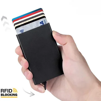 RFID Anti-furt Perie pentru Bărbați și Femei Aliaj de Aluminiu Anti-magnetic Card de Credit Cutie Smart Minim-subțire Pop-up de Metal Bag Cardul