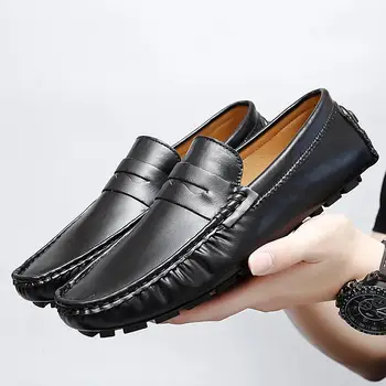 Europene Stația Tipărite Mazăre Pantofi 2023 Noi Barbati Casual din Piele Pantofi din Piele de Vară Stil Britanic la Modă Mocasini