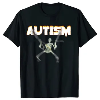 Autism Schelet Meme T-Shirt Umor Amuzant Craniu De Imprimare Costum De Halloween Cadouri Conștientizării Autismului Neurodivergent Graphic Tee Top