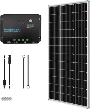 100 Watt 12 v Panou Solar Kit Starter cu 100W Monocristalin Panou Solar + 30A PWM Controller de incarcare + Adaptor Kit