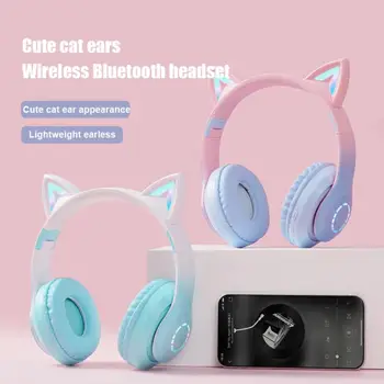 Lumina Flash Drăguț Pisică Ureche Căști Wireless cu Microfon Poate închide Copii Fata Stereo Telefon Căști Muzică Gamer