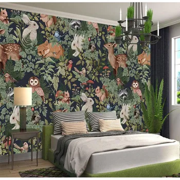 Tapet personalizat Tropicală pastorală basm tapet decorativ Pădure pădure de plante și animale wallpaper 3d