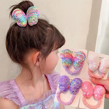 Drăguț Sequin Arc Coarda Păr Fluture Mare de Copii Elastic Banda de Păr pentru Fete Elasticele Copii Benzi de Cauciuc Copil Accesorii de Par