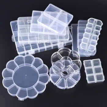 Plastic Transparent, Dreptunghiular, Rotund Cutie De Depozitare Cutie De Bijuterii Reglabil Compartiment Margele Colier Display Organizator Container