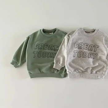 Primăvara 2024 copilul Hanorace Litere tipărite O-Gât jachete Toddler boys pierde bumbac pulover