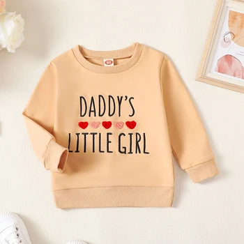 Copilul Fetita Tricou Tati s Fata Scrisoare Fuzzy Broderie Top Pulover pentru Copil Nou-născut Fată cu Maneci Lungi Rotunde Gâtului
