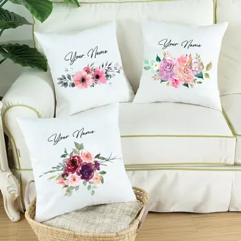 Personalizate cu Numele Pernele de Acoperire Creative Design Floral fata de Perna Living cu Canapea Pernă de Onoare Cadouri Personalizate, Cadou pentru Ea