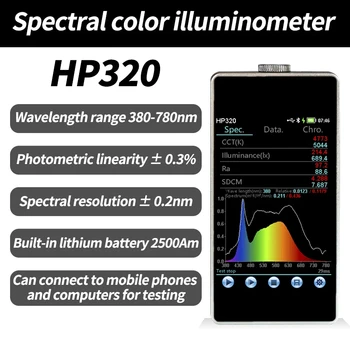 CP-320 spectrale de culoare illuminometer Portabil lungime de undă de iluminare indice de redare a culorilor spectrometru de Culoare toleranță metru